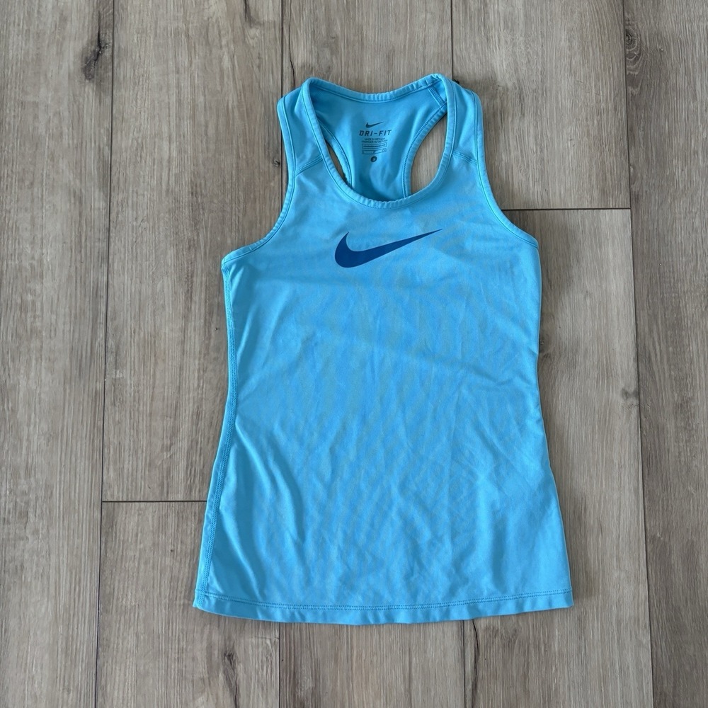 Girls Nike Light Blue Tank Top Size Small Racerback Dri‎ Fit Running Dance